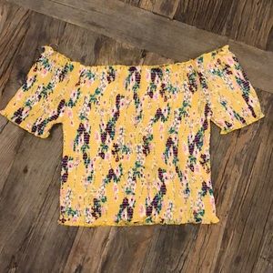 Smocked crop top with floral print